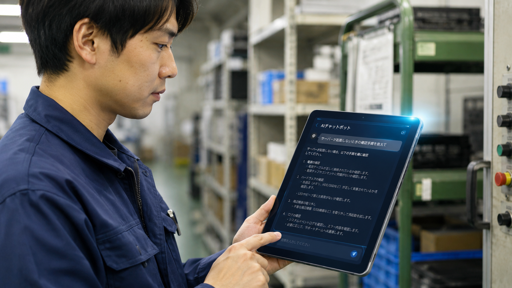 現場でAIエージェントに聞けば、確認手順や対応方法がその場で分かる